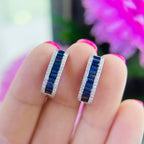 18K White Gold Diamond 1.81ct Baggets cut Sapphire Earrings with 0.35ct rd cut Natural Diamonds .G-H , VS2-SI clarity. SDER015 ESJ (etsy image id: 5772398899)