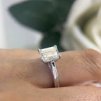 Platinum ring +14Kt White Gold, GIA 2.59ct Emerald cut ,L-SI2.  EMER014 ATJJ (etsy image id: 5833295544)