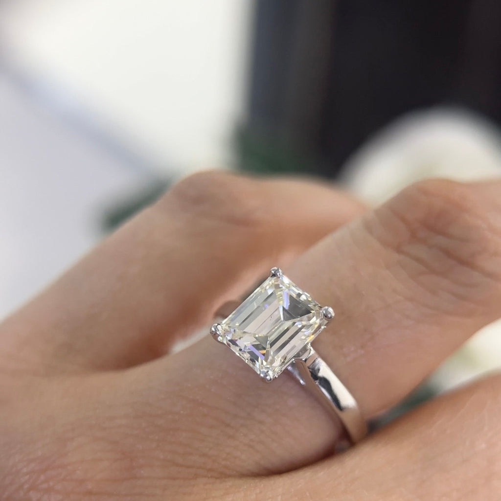 Platinum ring +14Kt White Gold, GIA 2.59ct Emerald cut ,L-SI2.  EMER014 ATJJ (etsy image id: 5833295548)