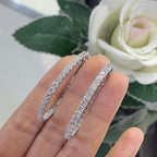 14K White Gold Diamond Hoops Earrings with 7.02ct Lab grown Diamonds ,2 inches ,F color, VS2 Clarity. DIER0134 GJJJ (etsy image id: 5833303012)