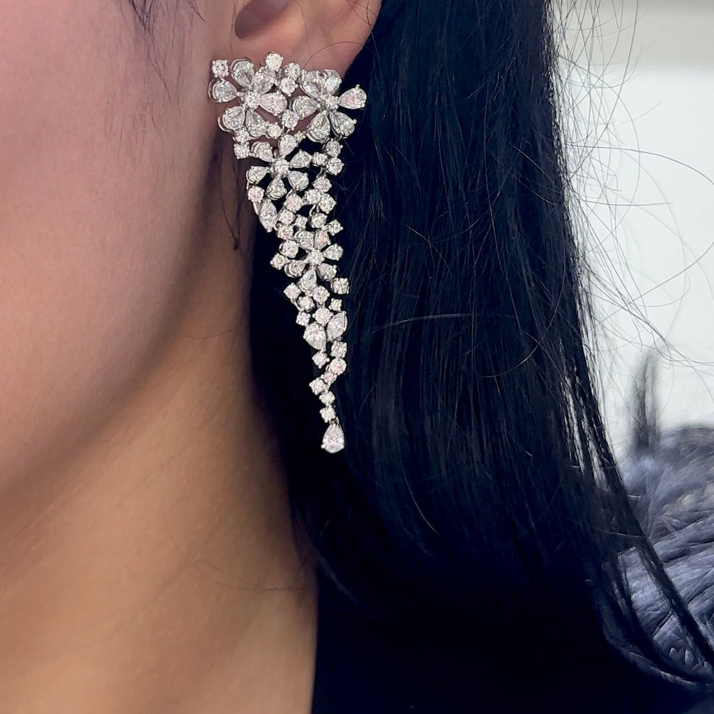 18K White Gold Multi-Cut Natural Diamond Earrings – 11.29CT | E86130-1 IJ.GJJ (etsy image id: 5840280392)