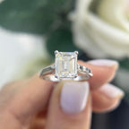 Platinum ring +14Kt White Gold, GIA 2.59ct Emerald cut ,L-SI2.  EMER014 ATJJ (etsy image id: 5881394431)