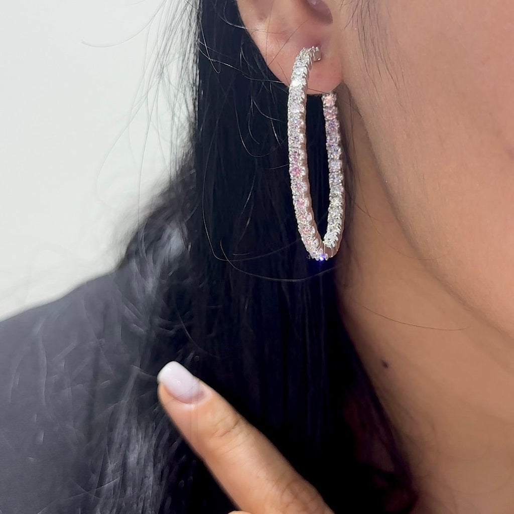 14K White Gold Diamond Hoops Earrings with 7.02ct Lab grown Diamonds ,2 inches ,F color, VS2 Clarity. DIER0134 GJJJ (etsy image id: 5881402189)
