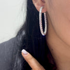 14K White Gold Diamond Hoops Earrings with 7.02ct Lab grown Diamonds ,2 inches ,F color, VS2 Clarity. DIER0134 GJJJ (etsy image id: 5881402189)