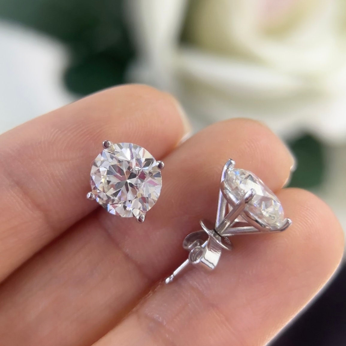 White Gold GIA Cert. Lab Grown Diamond Stud Earrings. (etsy image id: 5888374249)