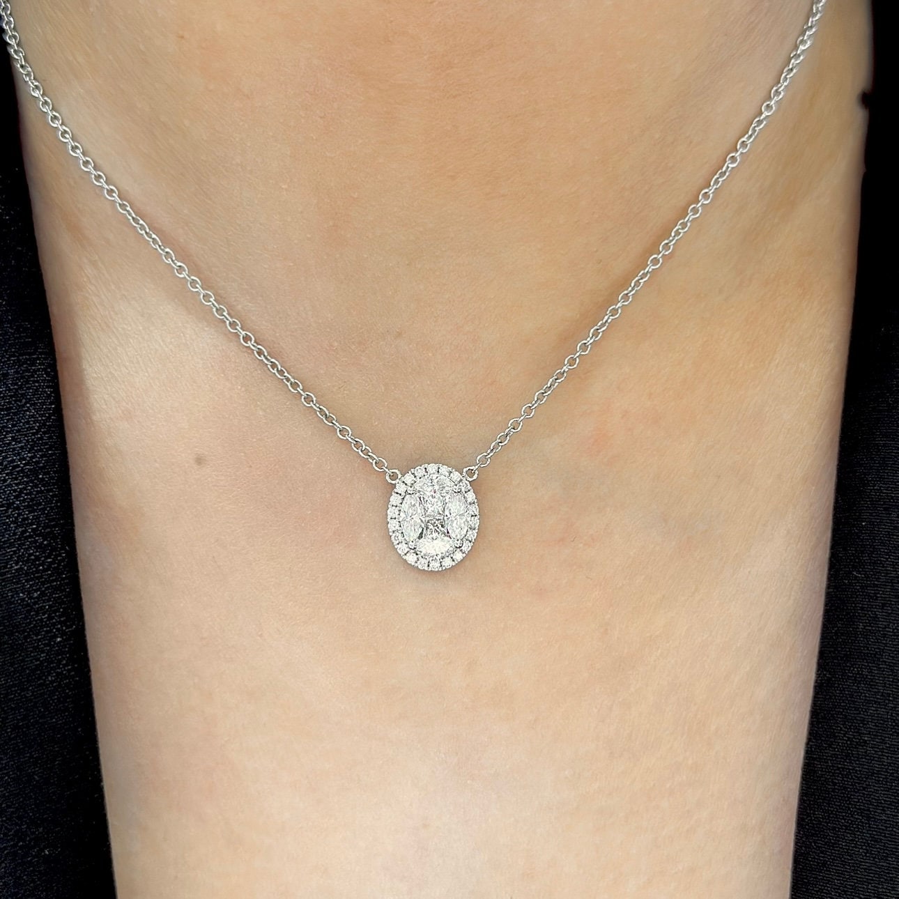 White Gold Diamond Pendant in an invisible setting (etsy image id: 5888396009)