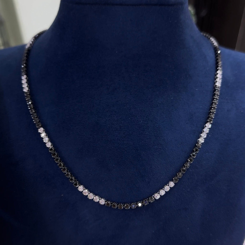 18Kt White Gold Necklace with 1.75ct total in white rd cut diamonds and 3.74ct total in  rd cut black diamonds Natural. DN0012 GNEJ (etsy image id: 5916548952)