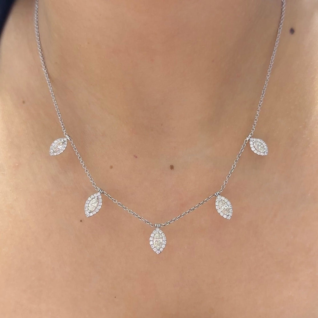 18Kt White Gold Necklace with 2.23ct total in natural round cut and marquis diamonds. TN2311-1 GTTT (etsy image id: 5916578474)