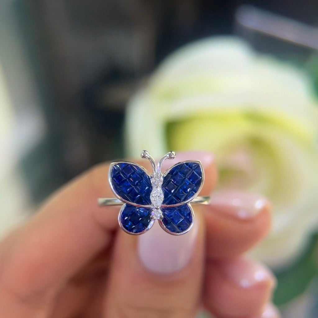 Sapphire and Diamond Butterfly Ring (etsy image id: 5951343076)