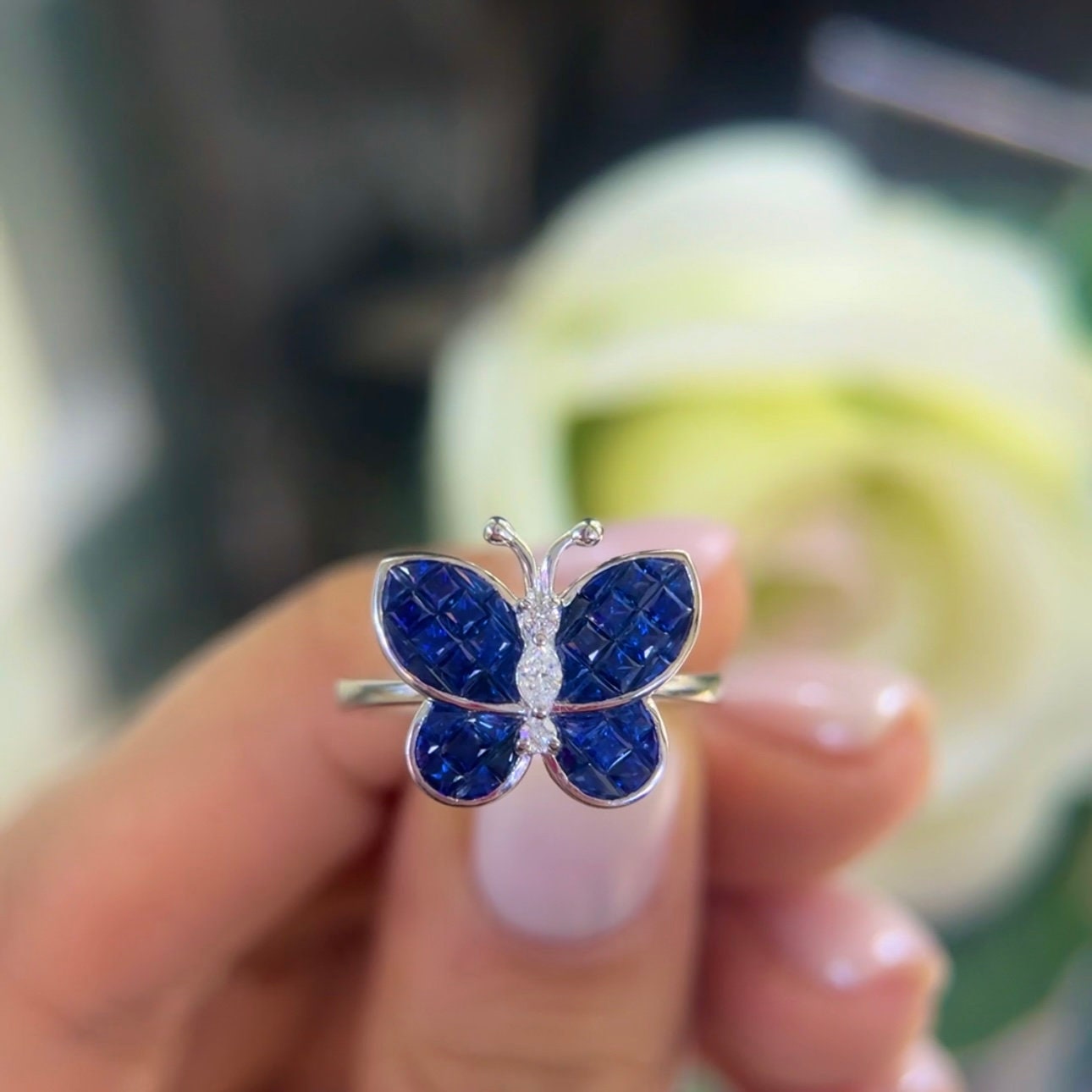 Sapphire and Diamond Butterfly Ring (etsy image id: 5951343076)