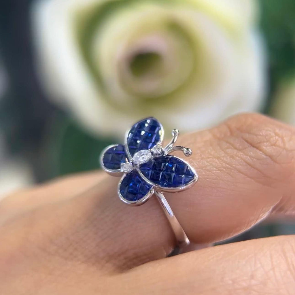 Sapphire and Diamond Butterfly Ring (etsy image id: 5951343080)