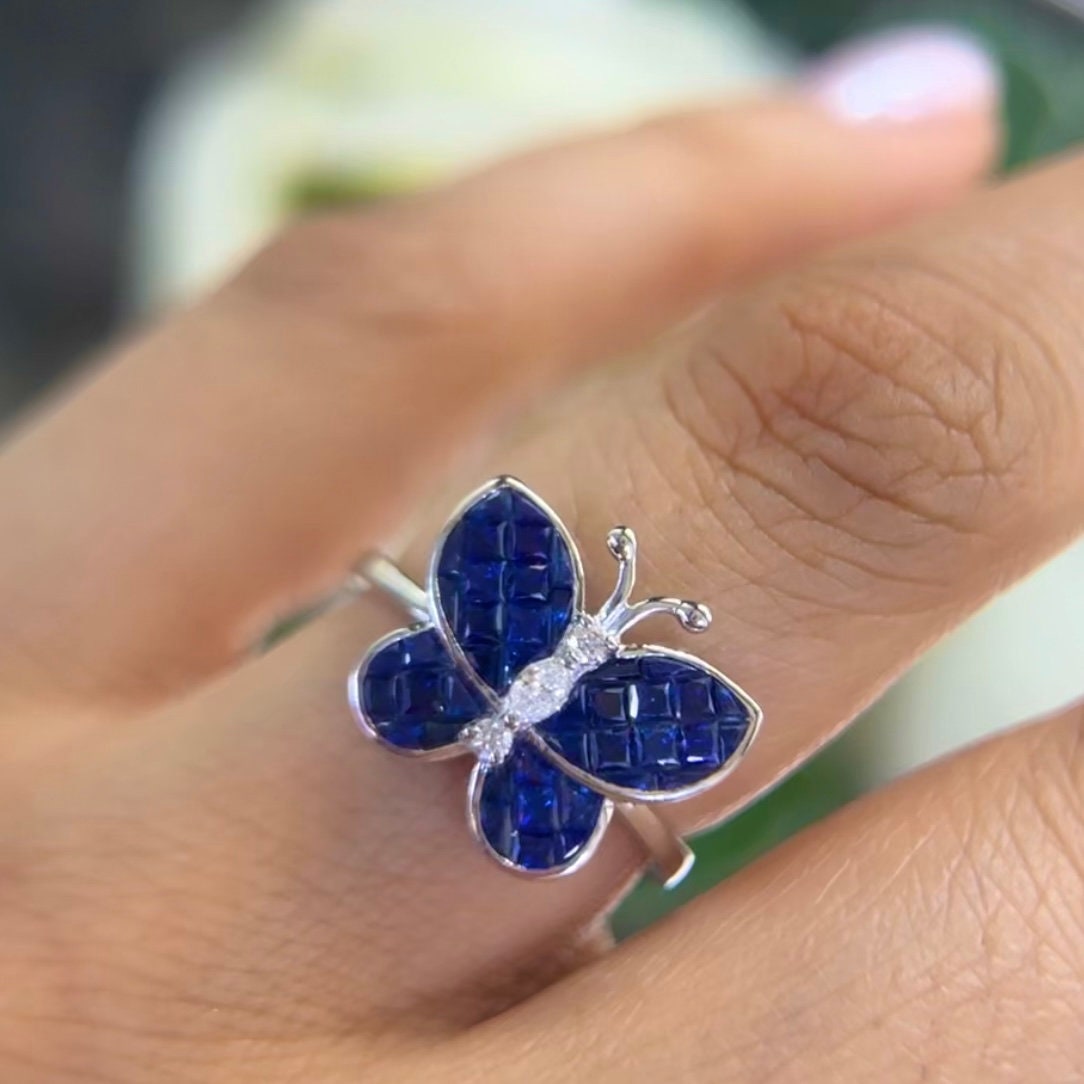 Sapphire and Diamond Butterfly Ring (etsy image id: 5951343082)