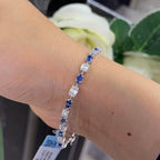 18Kt White Gold Diamond Sapphire Bracelet 1.47ct in Natural Diamonds. VS2 Clarity , G color, with oval shape Sapphires. SDB032 GJIJ (etsy image id: 5951346050)
