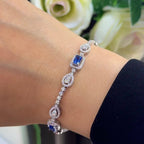 18Kt White Gold Diamond Sapphire Bracelet with 2.00ct in rd cut pear shape Natural Diamonds and 2.25ct Natural Sapphires . SDB0014 GIIJ (etsy image id: 5951348050)