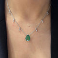 Pear Shape Natural Emerald Pendent with Natural Diamond Necklace (etsy image id: 5951350626)