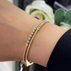 Yellow Gold Diamond Two-Row Bangle with round, pear, and marquise diamonds (etsy image id: 5951357766)