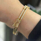 Yellow Gold Diamond Two-Row Bangle with round, pear, and marquise diamonds (etsy image id: 5951357774)