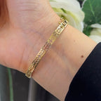 Yellow Gold Diamond Two-Row Bangle with round, pear, and marquise diamonds (etsy image id: 5951357776)