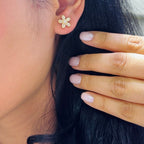 Yellow Gold Flower Stud Earrings with Yellow and White Diamonds (etsy image id: 5951368984)