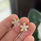 Yellow Gold Flower Stud Earrings with Yellow and White Diamonds (etsy image id: 5951368988)