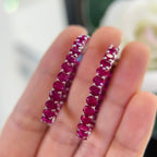 Custom Oval Shaped Medium Size Hoop Earrings with Oval Fancy Shape Rubies. (etsy image id: 5951376572)