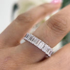 14Kt White Gold eternity band with 6.65ct total in Emerald cut Lab Grown Diamonds. WB588 ISJJ (etsy image id: 5964640115)