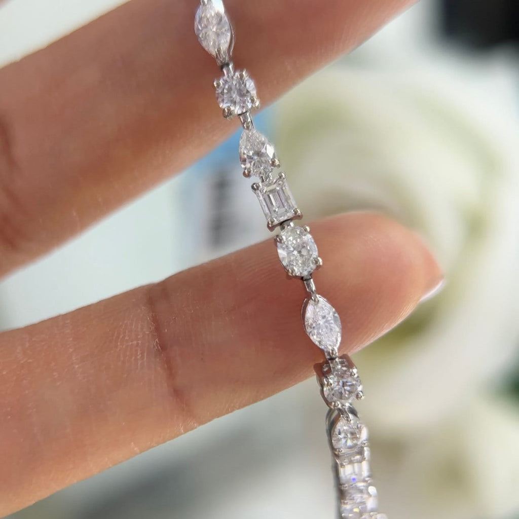 18K White Gold Fancy Shape Cut Diamond Tennis Bracelet (etsy image id: 5964647381)