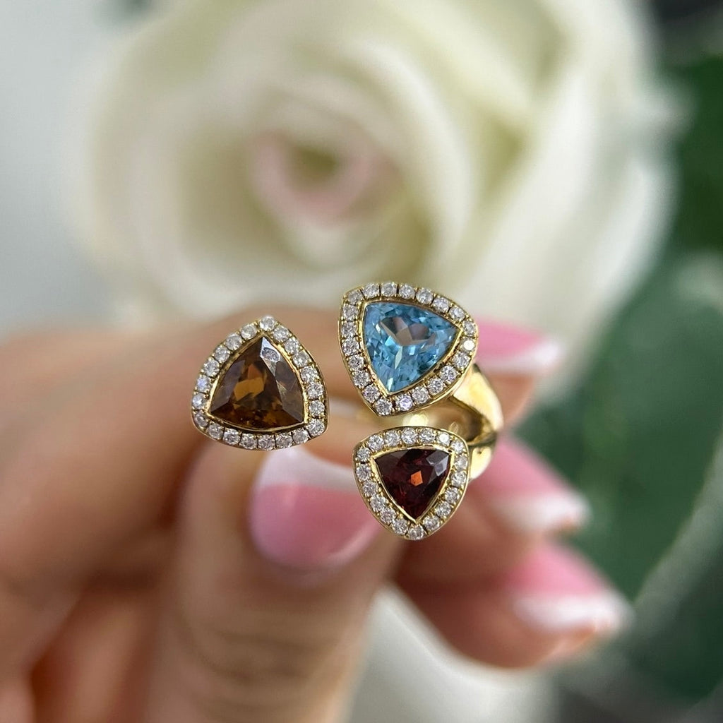 18Kt Yellow Gold ring with 1.20ct total in rd cut Diamonds with 0.72ct total in semi precious multi colored stones. COLR016 IGJJ (etsy image id: 5964708141)
