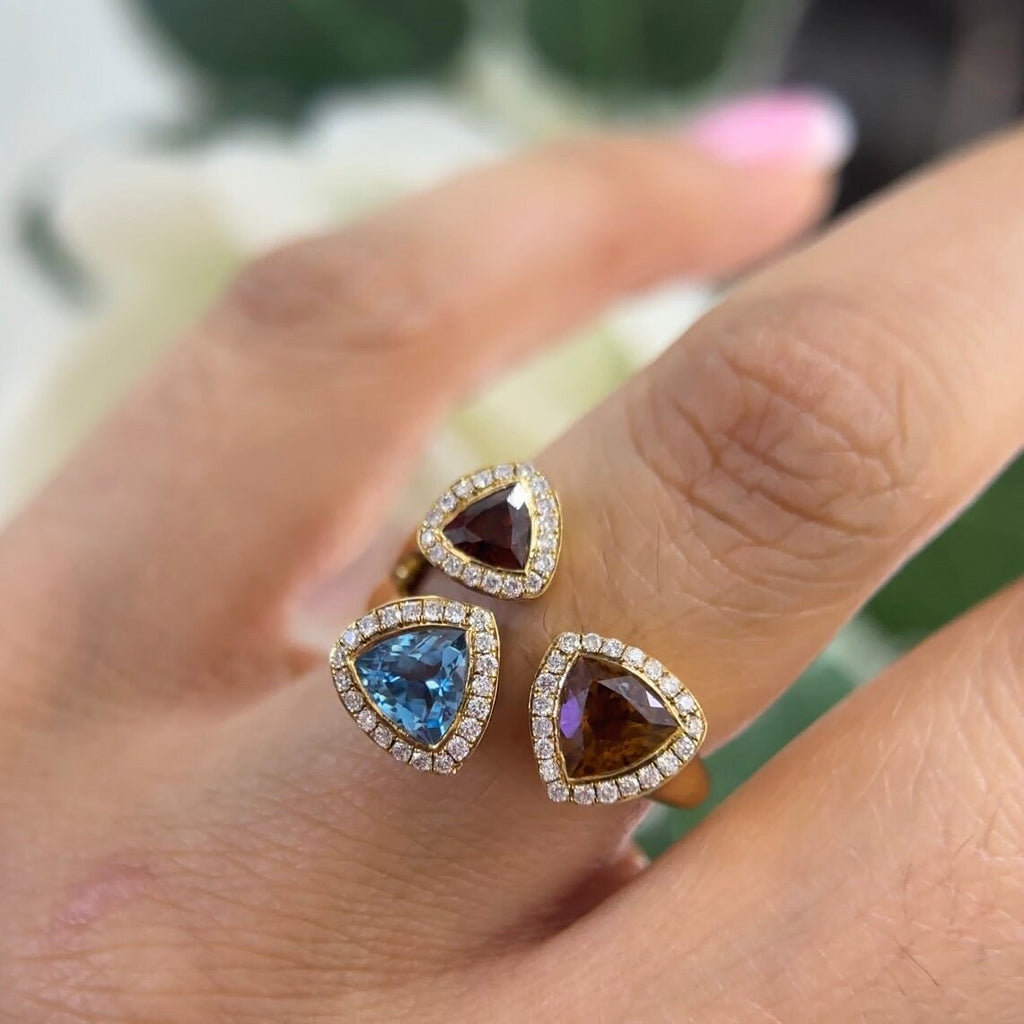 18Kt Yellow Gold ring with 1.20ct total in rd cut Diamonds with 0.72ct total in semi precious multi colored stones. COLR016 IGJJ (etsy image id: 5964708145)