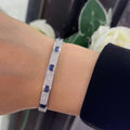 18Kt White Gold Diamonds Sapphire Bangel Bracelet 1.63ct rd cut diamonds, G color Vs2 & 1.72ct emerald cut sapphire. SDB0012 GSLJ (etsy image id: 6077786184)