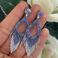 18Kt White Gold Sapphire Earrings with 8.44ct in Sapphires , 1.15ct in Diamonds . G-H color, VS2-SI clarity.  SDER036 G,IJJ (etsy image id: 6080560210)