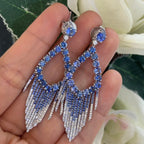 18Kt White Gold Sapphire Earrings with 8.44ct in Sapphires , 1.15ct in Diamonds . G-H color, VS2-SI clarity.  SDER036 G,IJJ (etsy image id: 6080560210)