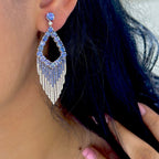 18Kt White Gold Sapphire Earrings with 8.44ct in Sapphires , 1.15ct in Diamonds . G-H color, VS2-SI clarity.  SDER036 G,IJJ (etsy image id: 6080560214)
