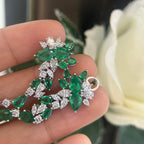 18Kt White Gold Earrings Emerald and Diamonds ,5.90ct in Emeralds pear shape cut  & 1.57ct Natural Diamonds marquise cut . COLER019 A,JJJ (etsy image id: 6080612456)