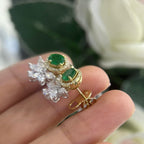 18Kt Yellow & White Gold Earrings , with 1.25ct emeralds rd cut and 1.12ct diamonds marquise cut. G-H color, VS2 SI Clarity, COLER IEAJ (etsy image id: 6081743140)