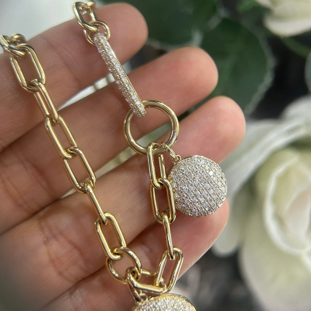 14K Yellow Gold Link Chain Necklace 3.70ct in Diamonds ,G color , VS2 clarity. (etsy image id: 6081938968)