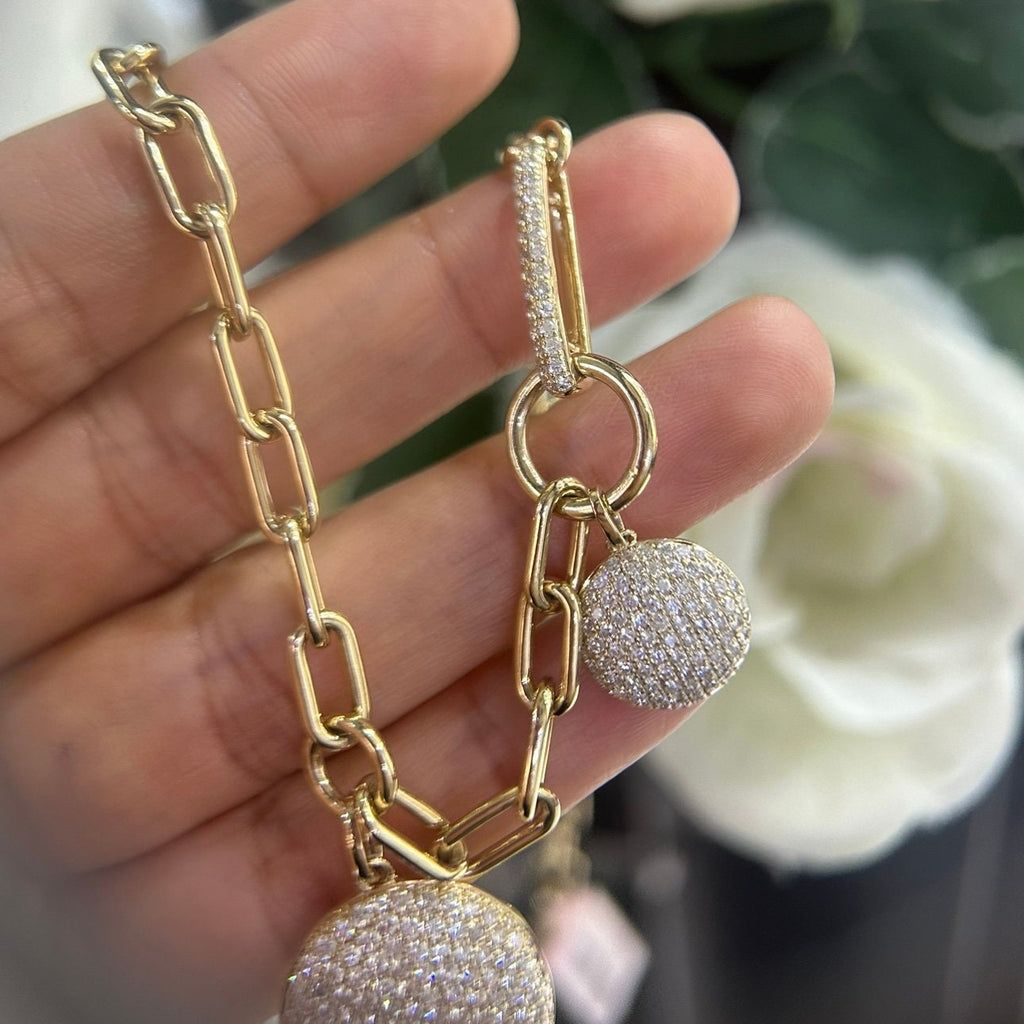 14K Yellow Gold Link Chain Necklace 3.70ct in Diamonds ,G color , VS2 clarity. (etsy image id: 6081938974)
