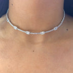18Kt White Gold Diamond Necklace choker, with 2.35ct inn diamonds. G-H color, VS2 clarity. DN0015 ASTJ (etsy image id: 6081957438)