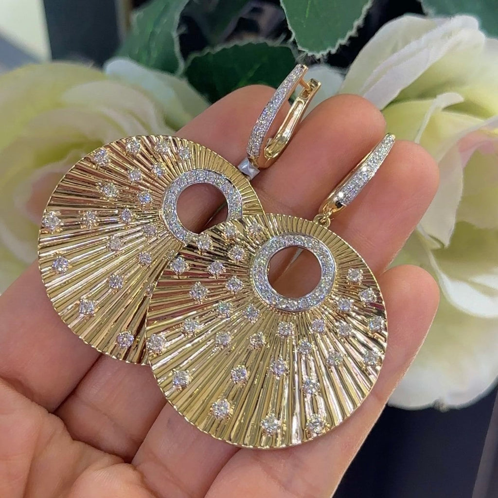 14Kt Yellow Gold Earrings with natural diamonds 3.43ct . F-G color, VS2-SI clarity. DIER175 ATJJ (etsy image id: 6081989772)