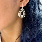 Yellow and White Gold Three Row Pear Shape Drop Earrings (etsy image id: 6111973962)