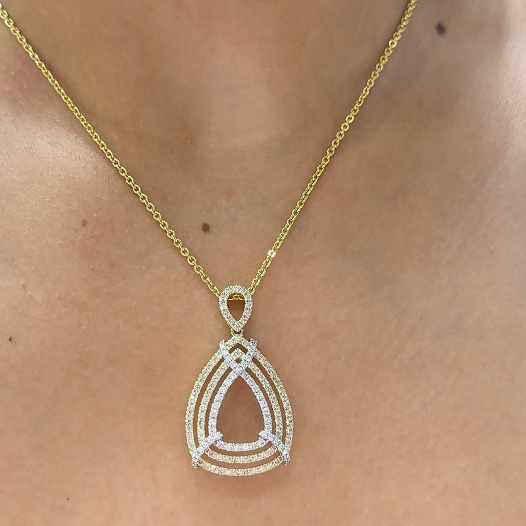 Yellow and White Gold Pear Shape Three Row Pendant with Diamonds (etsy image id: 6112869204)