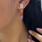 Rose Gold Multi-Color Natural Sapphire & Natural Diamonds Drop Earrings. (etsy image id: 6112876736)