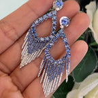 18Kt White Gold Sapphire Earrings with 8.44ct in Sapphires , 1.15ct in Diamonds . G-H color, VS2-SI clarity.  SDER036 G,IJJ (etsy image id: 6128622631)
