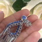 18Kt White Gold Sapphire Earrings with 8.44ct in Sapphires , 1.15ct in Diamonds . G-H color, VS2-SI clarity.  SDER036 G,IJJ (etsy image id: 6128622637)