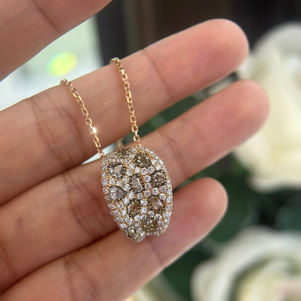18Kt Rose Gold Diamond Pendent with 1.45ct natural diamonds & 1.15ct slices diamonds .G-H color, VS2-SI clarity.    DP053 I,AJJ (etsy image id: 6128655641)