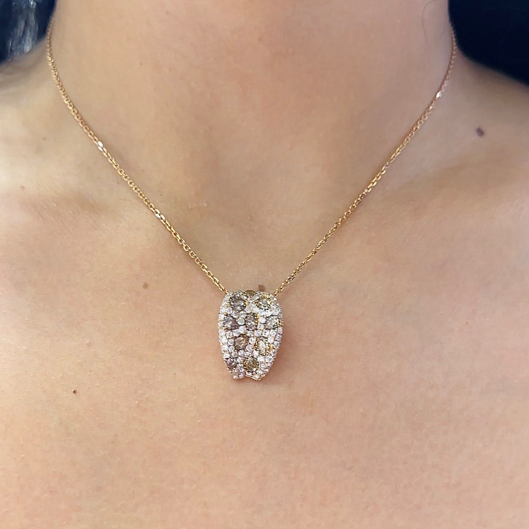 18Kt Rose Gold Diamond Pendent with 1.45ct natural diamonds & 1.15ct slices diamonds .G-H color, VS2-SI clarity.    DP053 I,AJJ (etsy image id: 6128655811)
