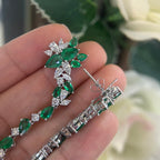 18Kt White Gold Earrings Emerald and Diamonds ,5.90ct in Emeralds pear shape cut  & 1.57ct Natural Diamonds marquise cut . COLER019 A,JJJ (etsy image id: 6128674521)