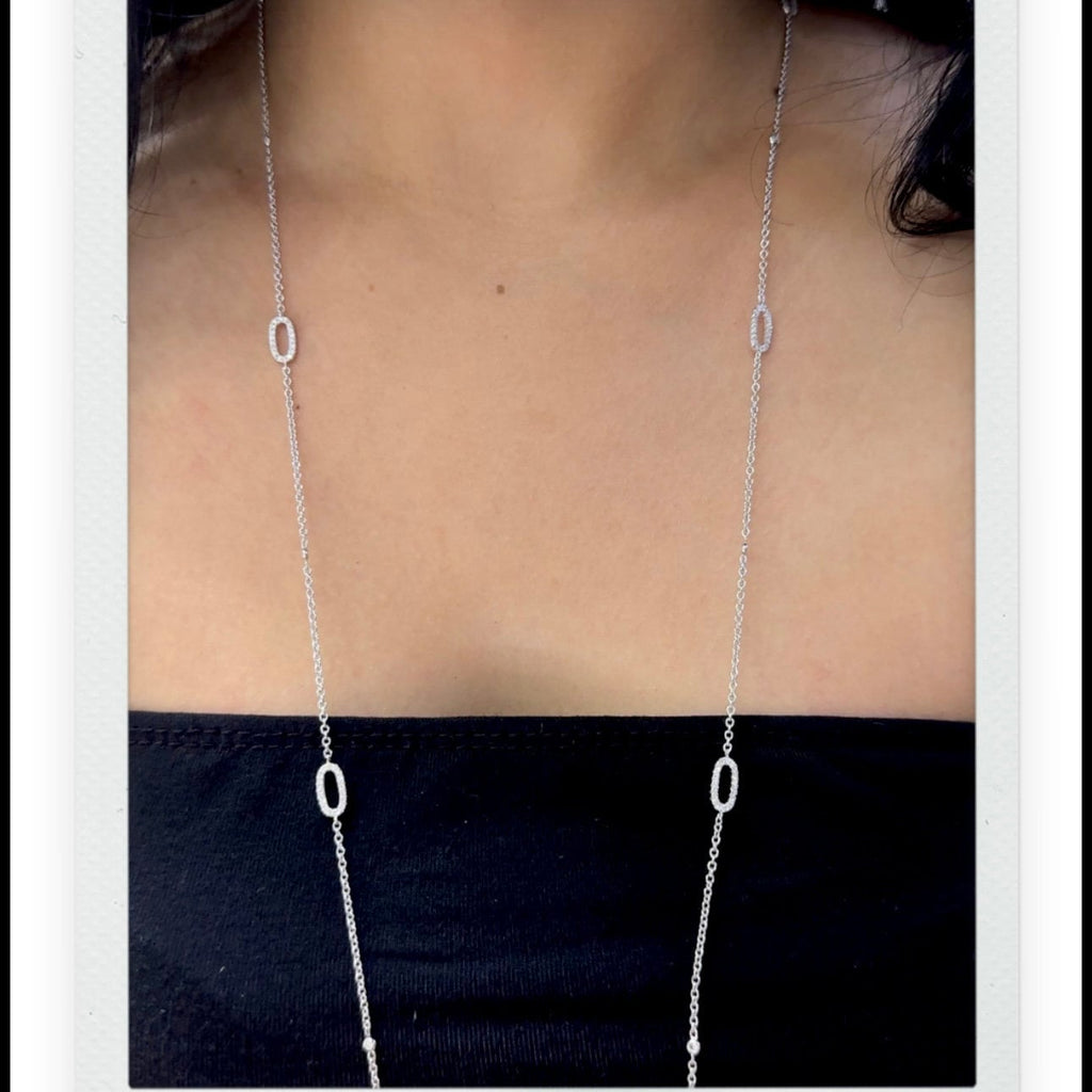 14Kt White Gold Diamond Necklace with 1.90ct in Natural Diamonds. 35inc length of the necklace .DN055 GJJJ (etsy image id: 6130042747)