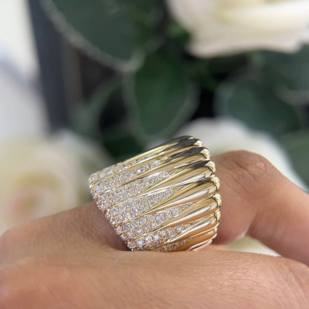 14Kt Yellow Gold Diamond Ring with 2.10ct in Natural diamonds . DR136 GZJJ (etsy image id: 6130048547)