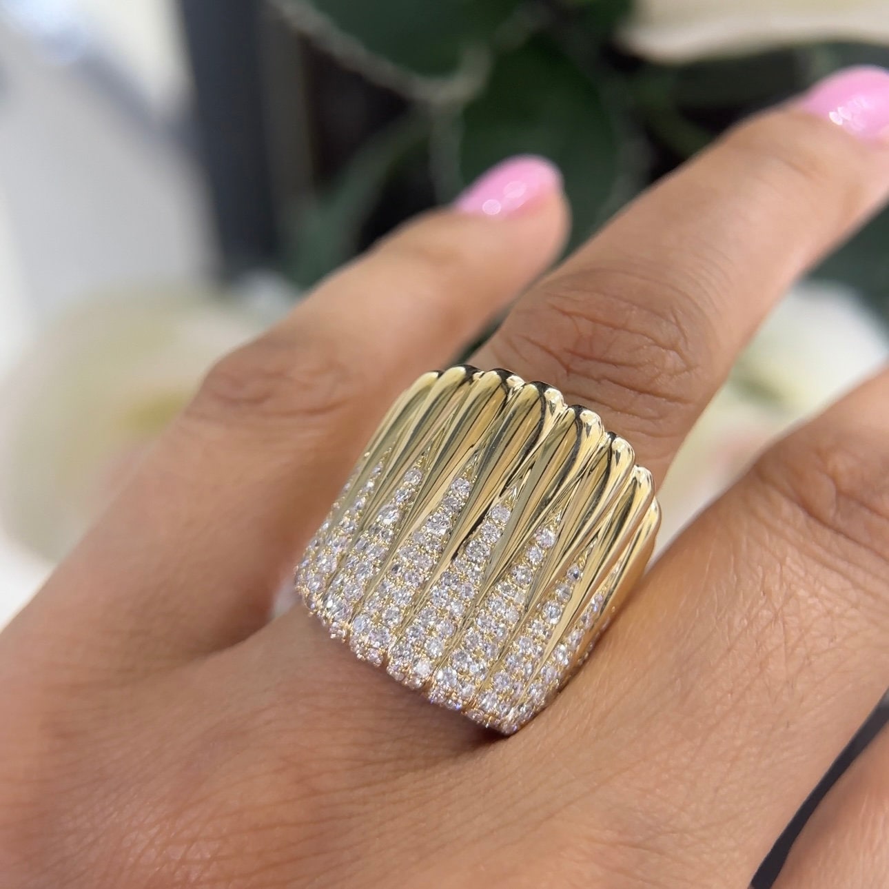 14Kt Yellow Gold Diamond Ring with 2.10ct in Natural diamonds . DR136 GZJJ (etsy image id: 6130048549)